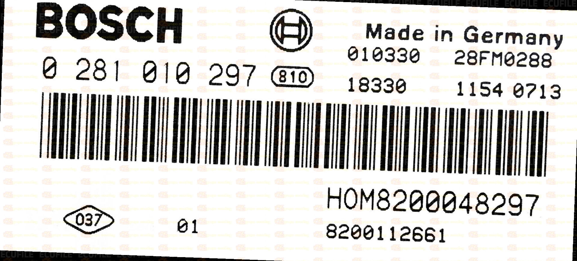 BOSCH EDC15C3-4.1 0281010297 RENAULT LAGUNA II 1.9 DCI 120HP HOM8200048297 8200112661 1037366215-7400