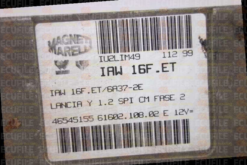 MAGNETI MARELLI IAW 16F.ET 61602.108.02 LANCIA Y 1.2i 46545155 EEPROM MC68HC11F1