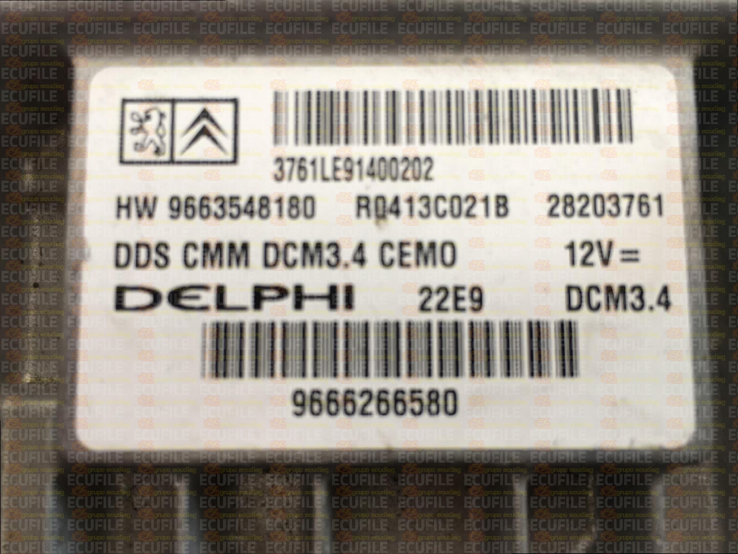 DELPHI DCM3.4 R0413C021B 28203761 CITROEN C5 PEUGEOT 407 2.0 HDI HW 9663548180 SW 9666266580 EEPROM 95320