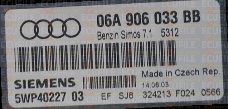 SIEMENS SIMOS 7.1 5WP4022703 AUDI A3 II 1.6i 102HP 06A906033BB 5312
