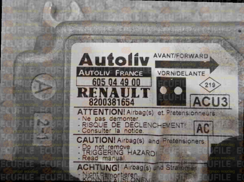 AUTOLIV ACU3 605044900 RENAULT KANGOO I 8200381654 AC EEPROM 95080