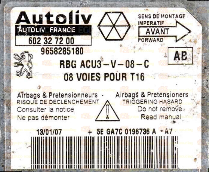 AUTOLIV 602327200 PEUGEOT 206 9658285180 AB EEPROM 95080
