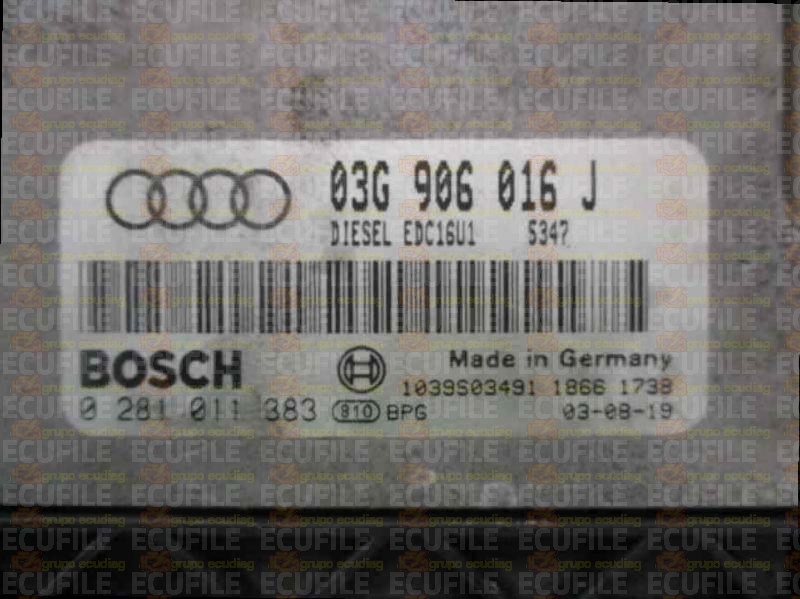 BOSCH EDC16U1-5.41 0281011383 AUDI A3 1.9 TDI 105HP 03G906016J 1037376994