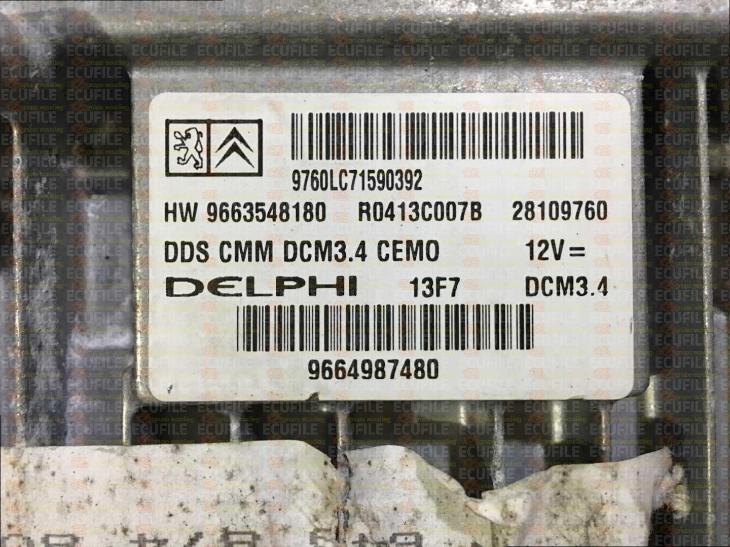 DELPHI DCM3.4 R0413C007B 28109760 PEUGEOT 308 2.0 HDI HW 9663548180 SW 9664987480 EEPROM 95320