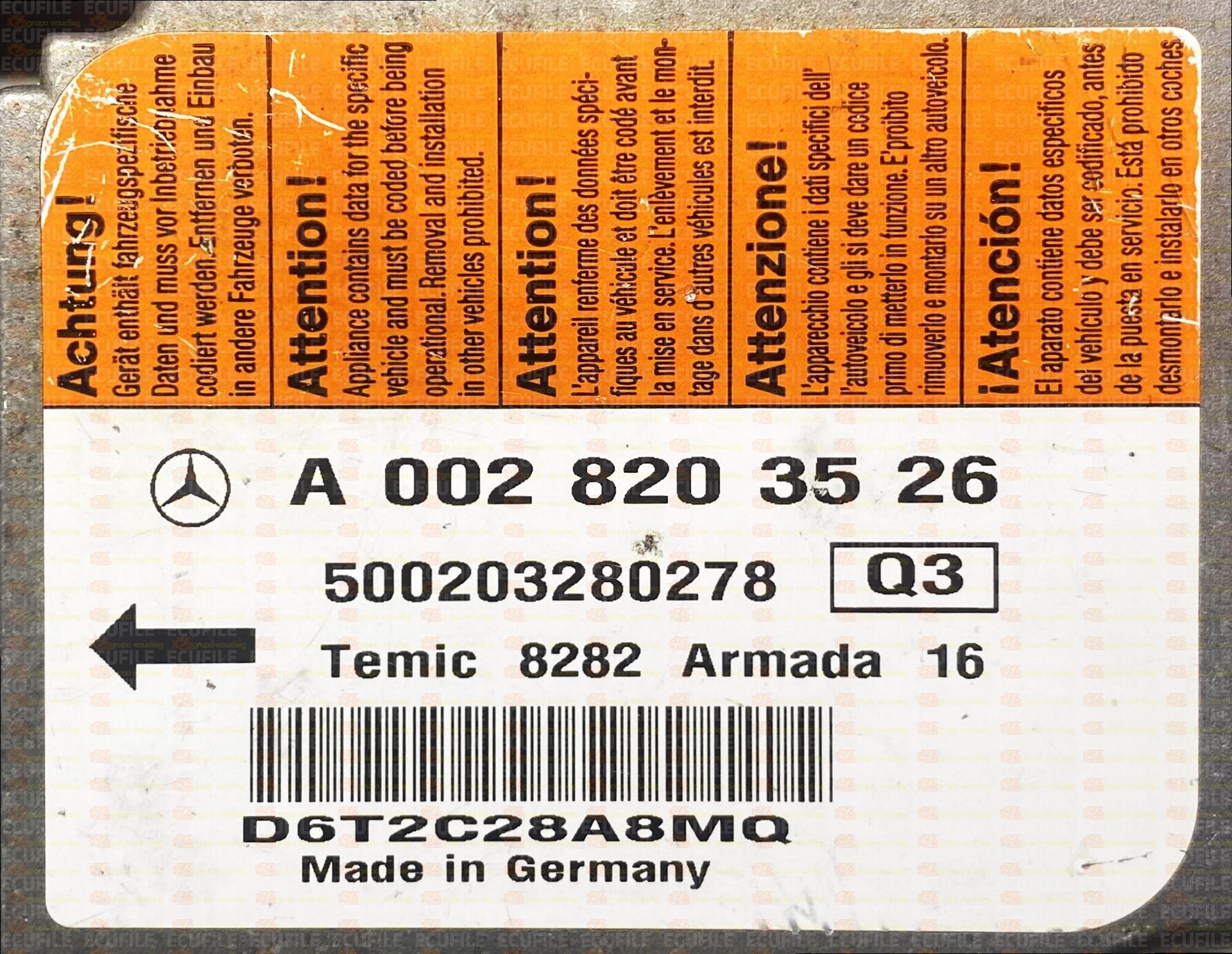 TEMIC 8282 ARMADA MERCEDES W211 A0028203526 EEPROM MC912DC128A