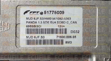 MAGNETI MARELLI MJD 6JF.S3 71600.006.05 FIAT PANDA 1.3 JTD 70HP 51775009 HW01A EEPROM 95320