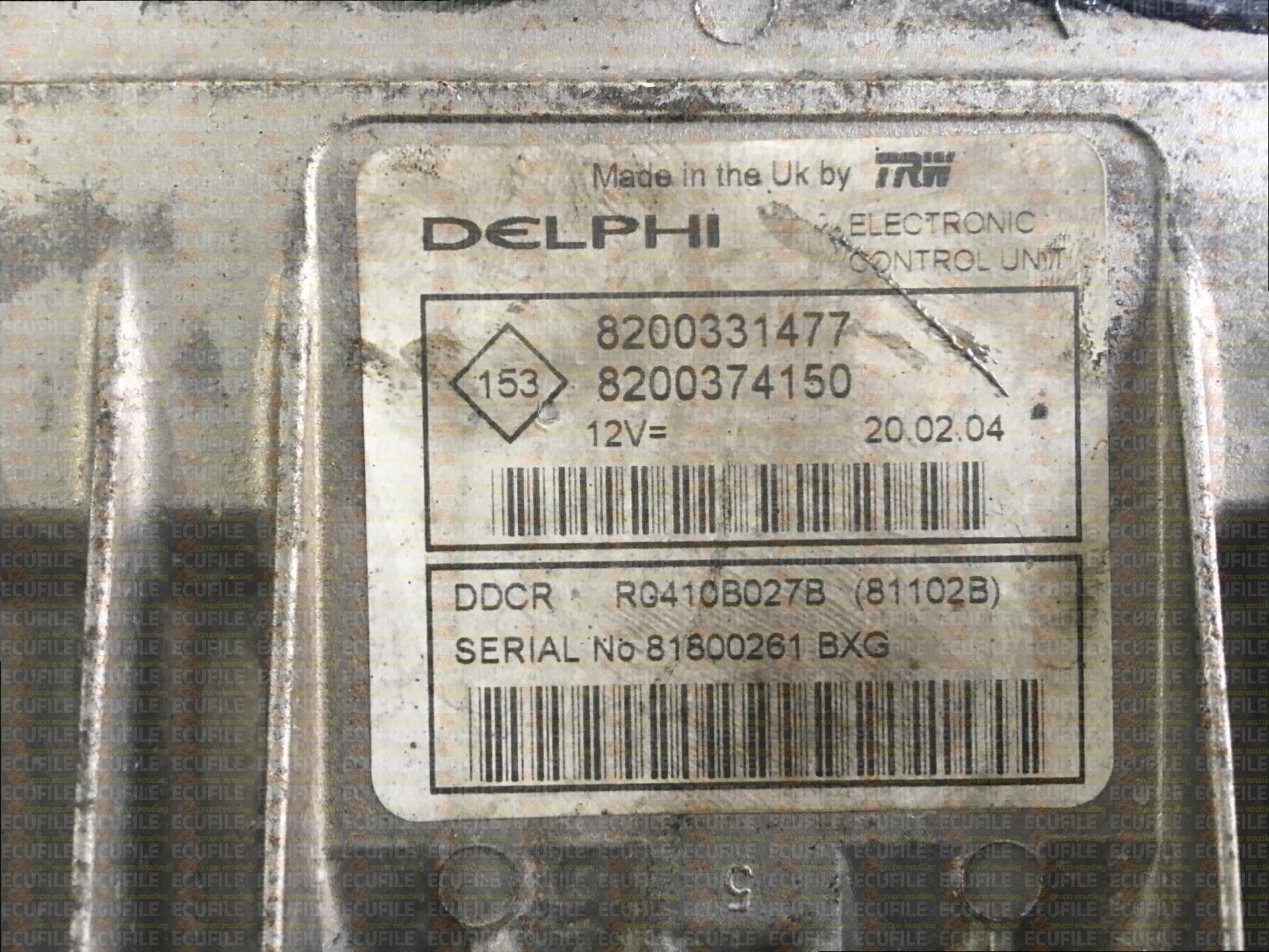 DELPHI TRW DDCR R0410B027B 81102B RENAULT CLIO II 1.5 DCI 80HP 8200331477 8200374150 8200389046-0384