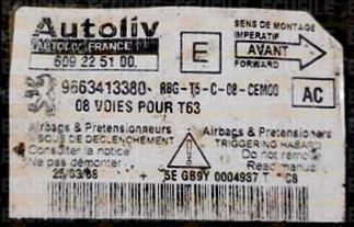 AUTOLIV 609225100 PEUGEOT 307 9663413380 AC