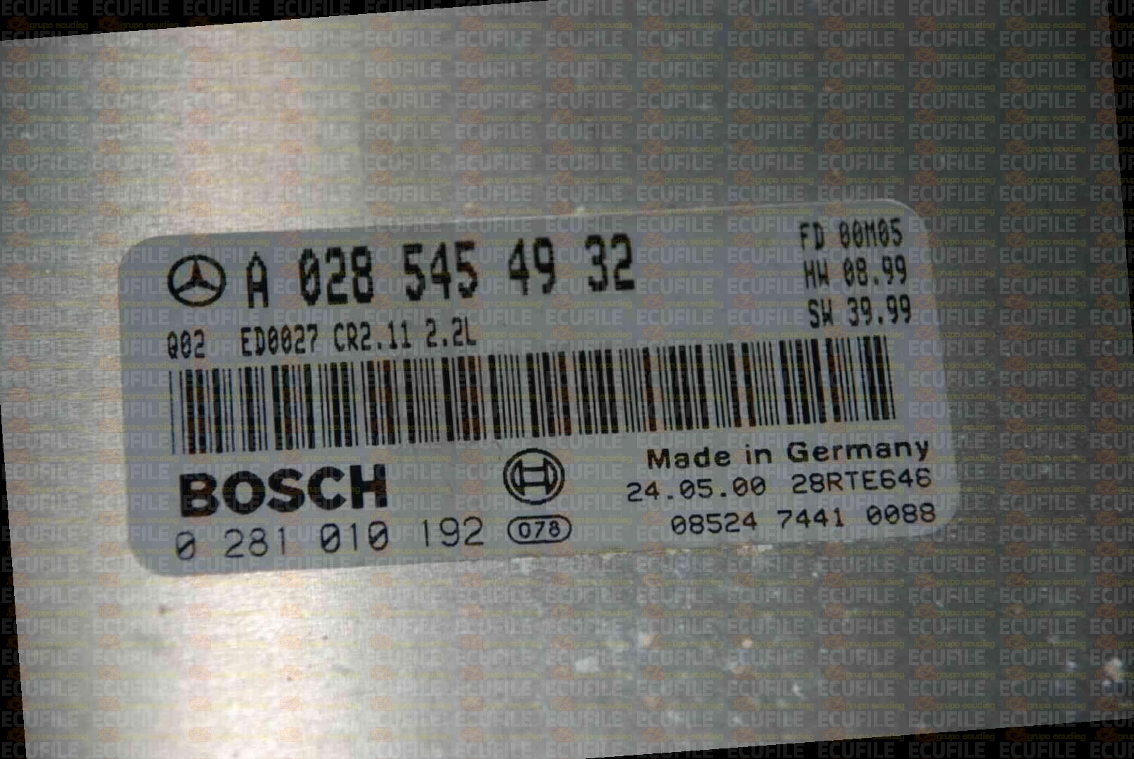 BOSCH EDC15C6-4.11 0281010192 MERCEDES S210 E220 II 2.2 CDI 143HP A0285454932 1037351214