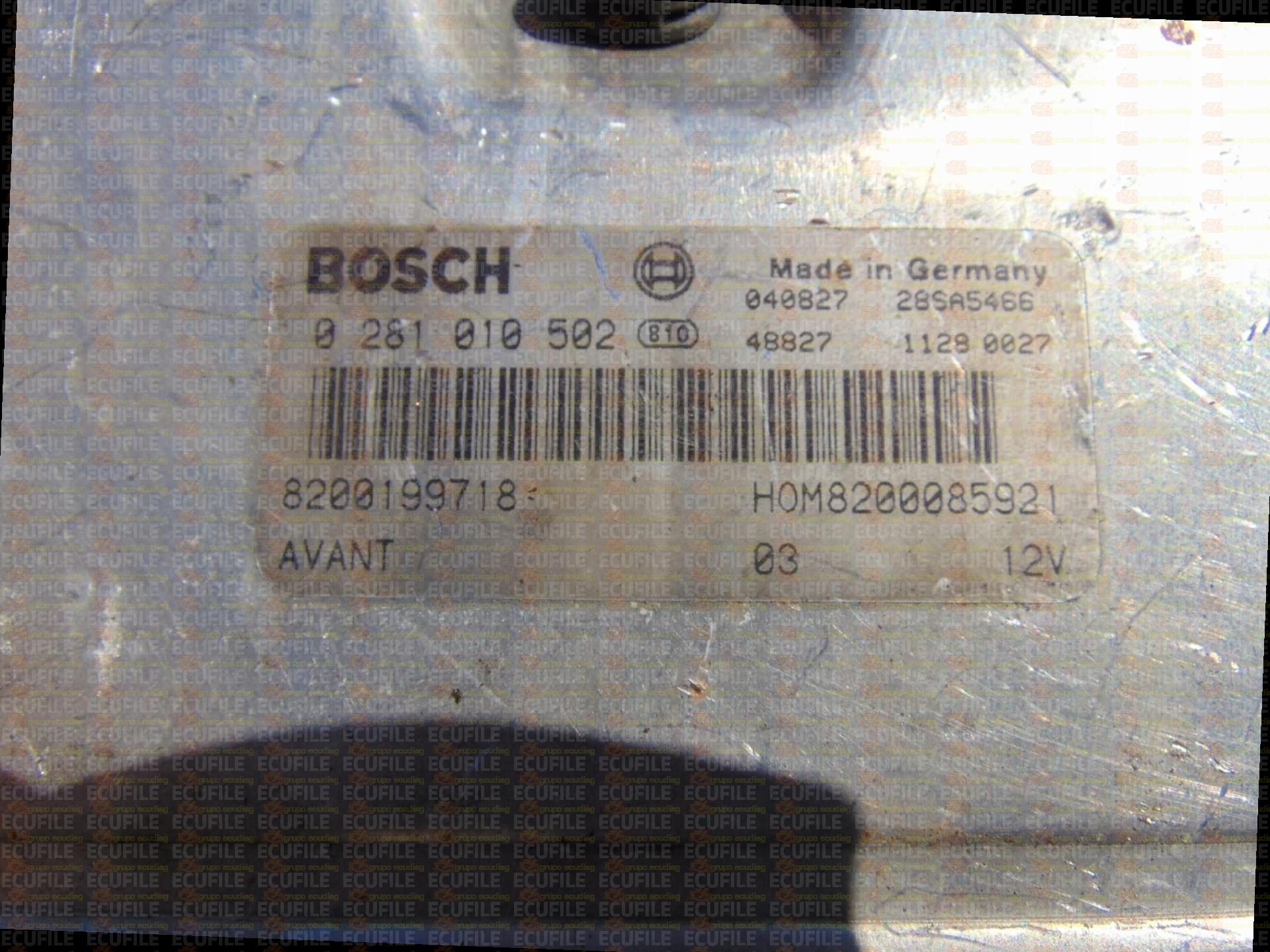 BOSCH EDC15VM+2.V7 0281010502 RENAULT KANGOO I 1.9 DTI 80HP HOM8200085921 8200199718 1037351914-0600