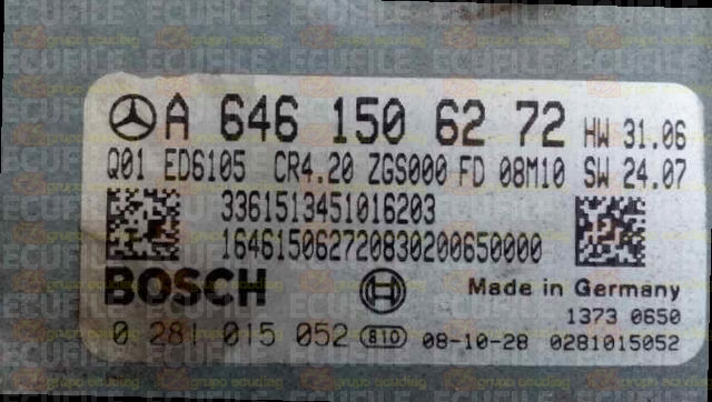 BOSCH EDC16CP31-8.20 0281015052 MERCEDES W906 SPRINTER II 313 2.2 CDI 129HP A6461506272 1037505836