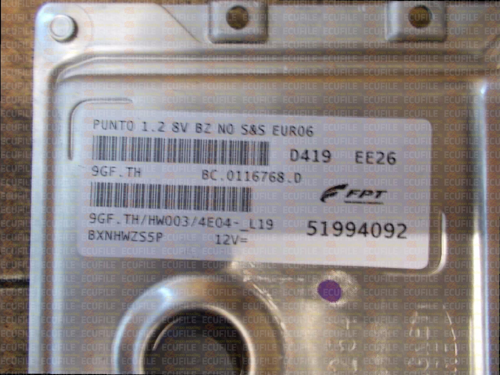 MAGNETI MARELLI 9GF.TH BC.0116768.D FIAT PUNTO 1.2 51994092 HW003 EEPROM 95640