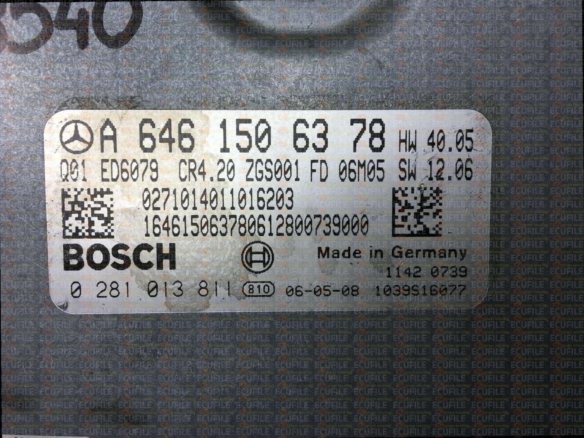 BOSCH EDC16CP31-8.20 0281013811 MERCEDES W906 SPRINTER II 311 2.2 CDI 109HP A6461506378 1037381130