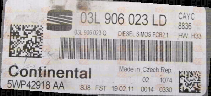 CONTINENTAL SIMOS PCR2.1 5WP42918AA SEAT IBIZA IV 1.6 TDI 105HP 03L906023Q 03L906023LD SM2F0L9500000-8836