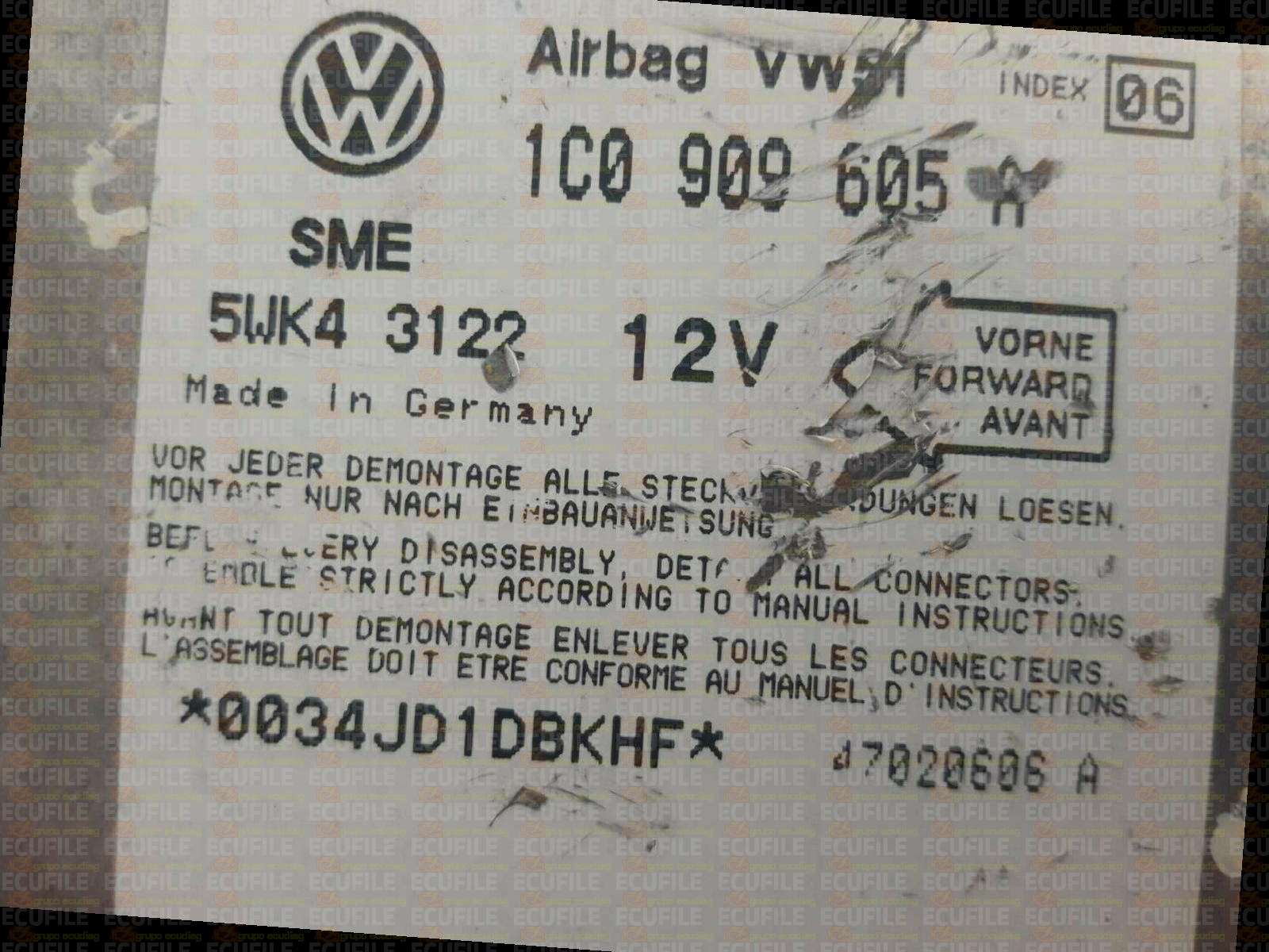 SIEMENS 5WK43122 SEAT LEON 1C0909605A VW51 INDEX 06