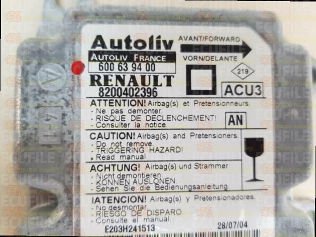 AUTOLIV ACU3 600639400 RENAULT MEGANE SCENIC I 8200402396 AN EEPROM 95080