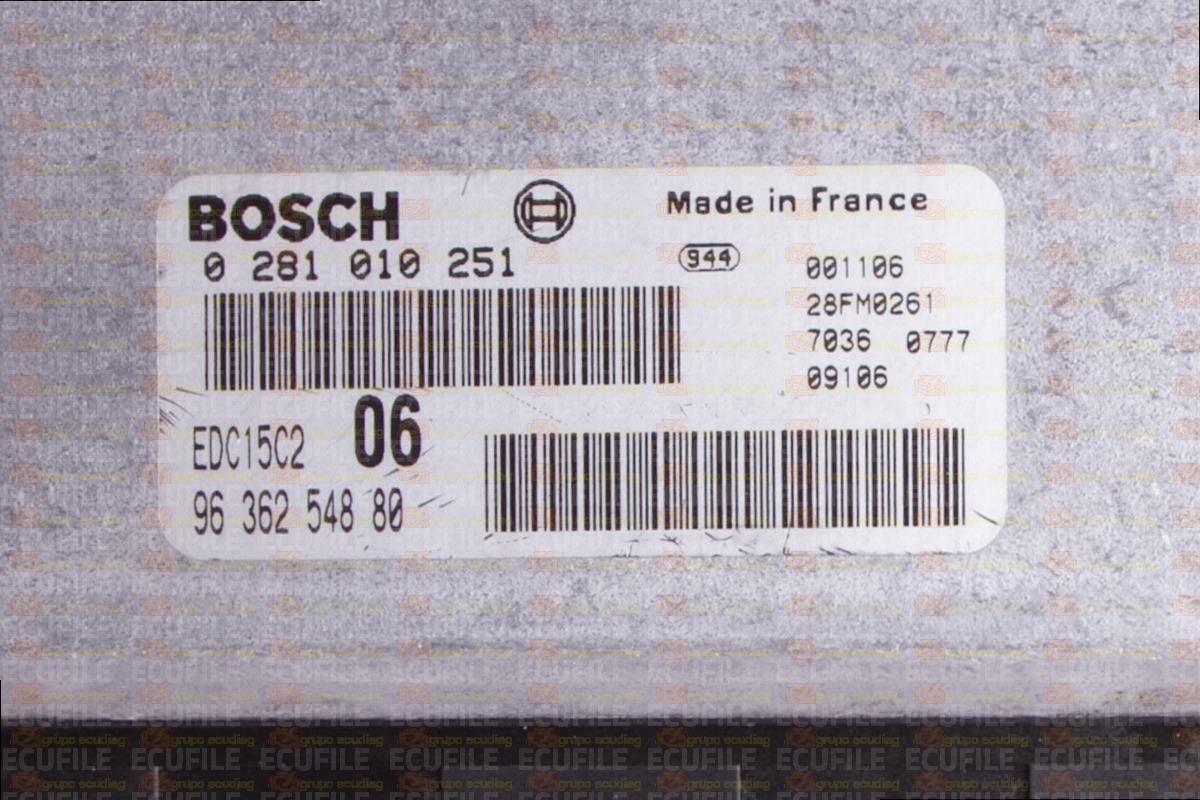BOSCH EDC15C2-6.1 0281010251 CITROEN XANTIA PEUGEOT 406 2.0 HDI 90HP 9636254880 1037353332