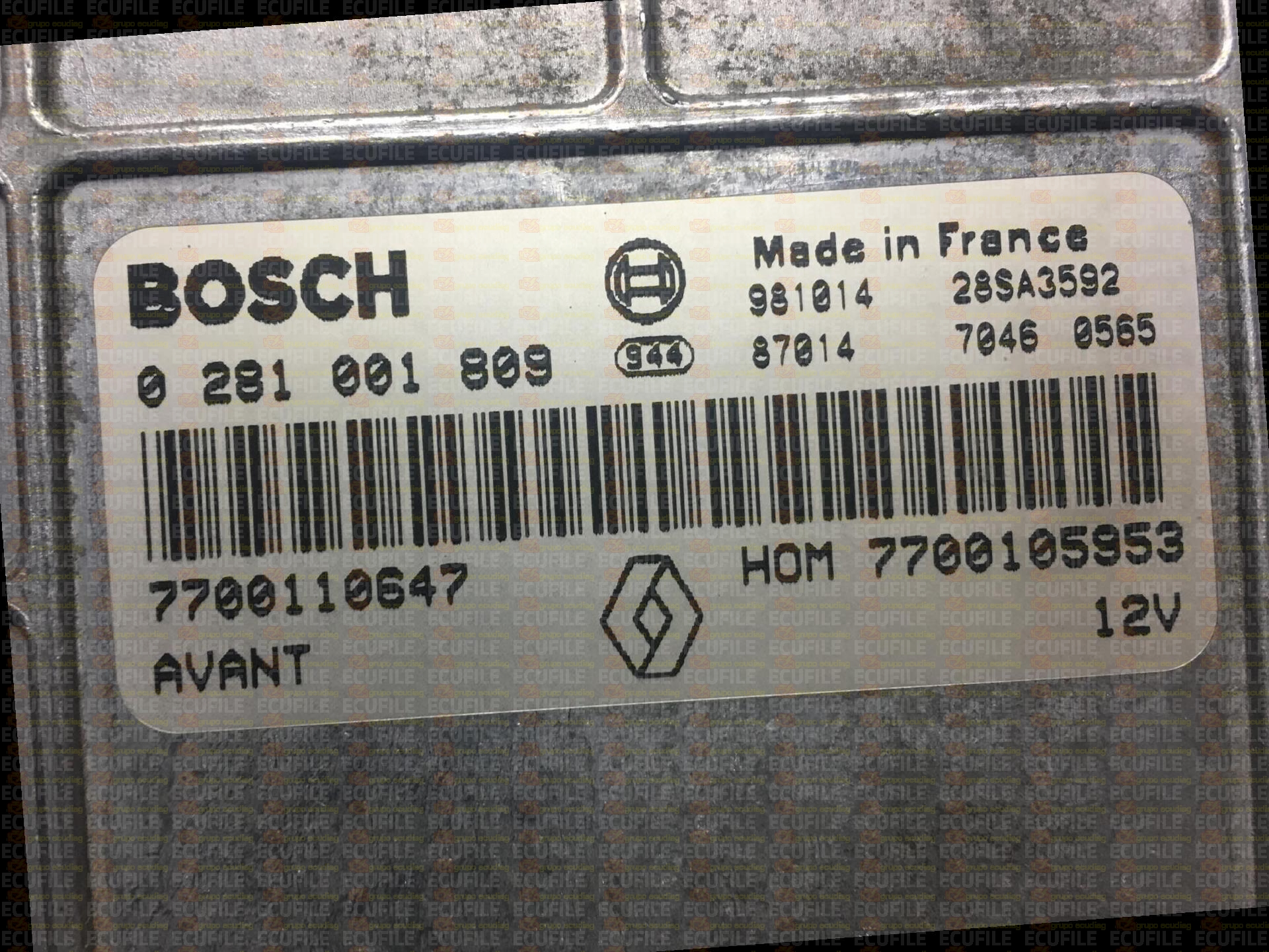 BOSCH EDCMSA15.5-5.34 0281001809 RENAULT MEGANE I SCENCI 1.9 DTI 98HP HOM7700105953 7700110647