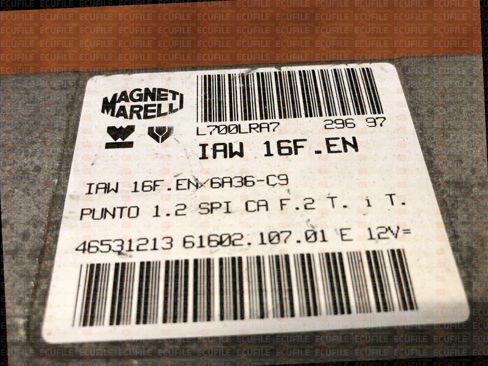 MAGNETI MARELLI IAW 16F.EN 61602.107.01 FIAT PUNTO 1.2i 46531213 EEPROM MC68HC11F1