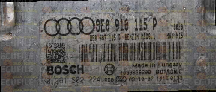 BOSCH MED9.1 0261S02224 AUDI A4 2.0 TFSI 200HP 8E0907115D 8E0910115P 1037396731-0030