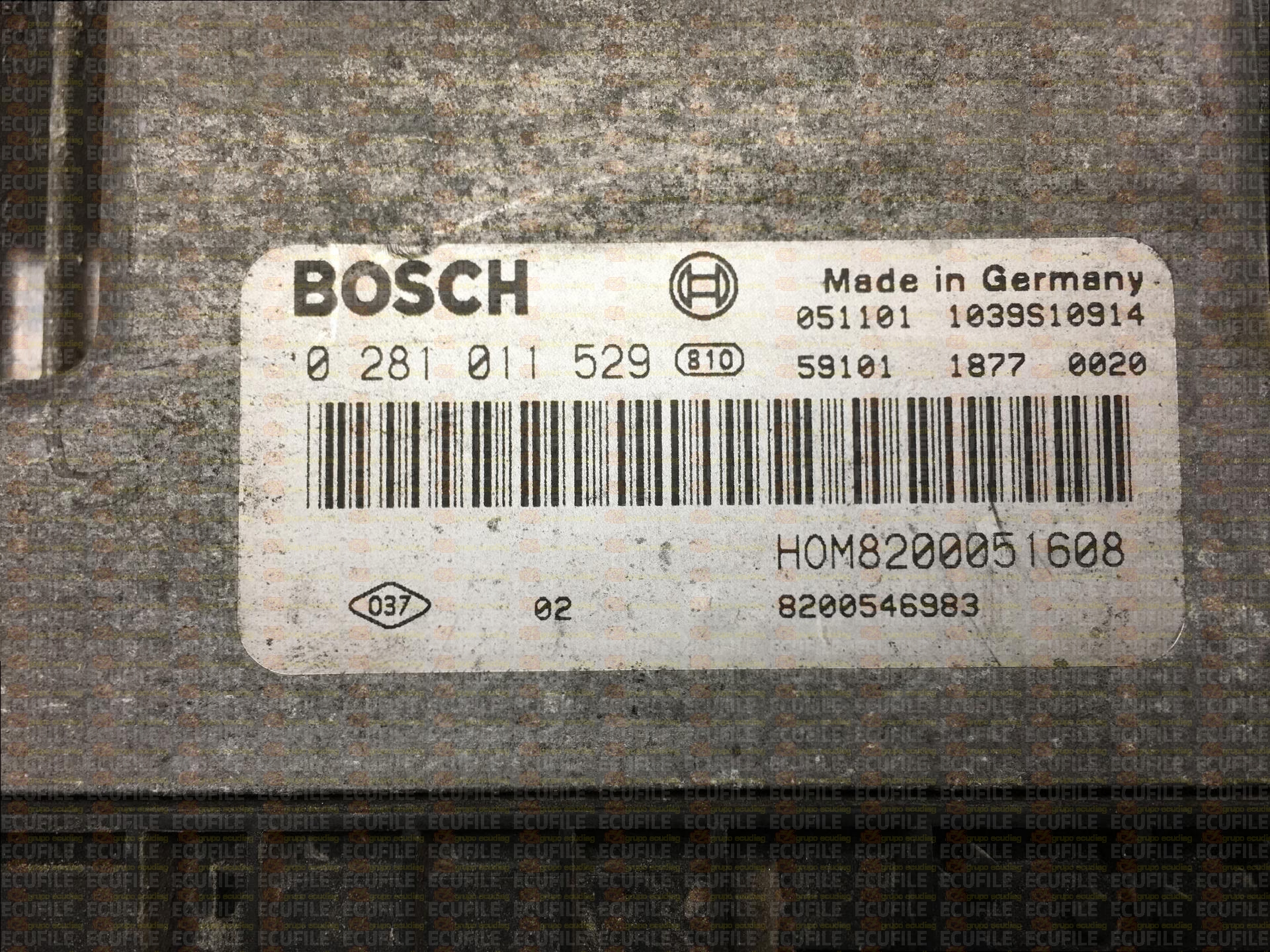 BOSCH EDC15C13-6.1 0281011529 NISSAN PRIMASTAR I 1.9 DCI 101HP HOM8200051608 8200546983 1037376401