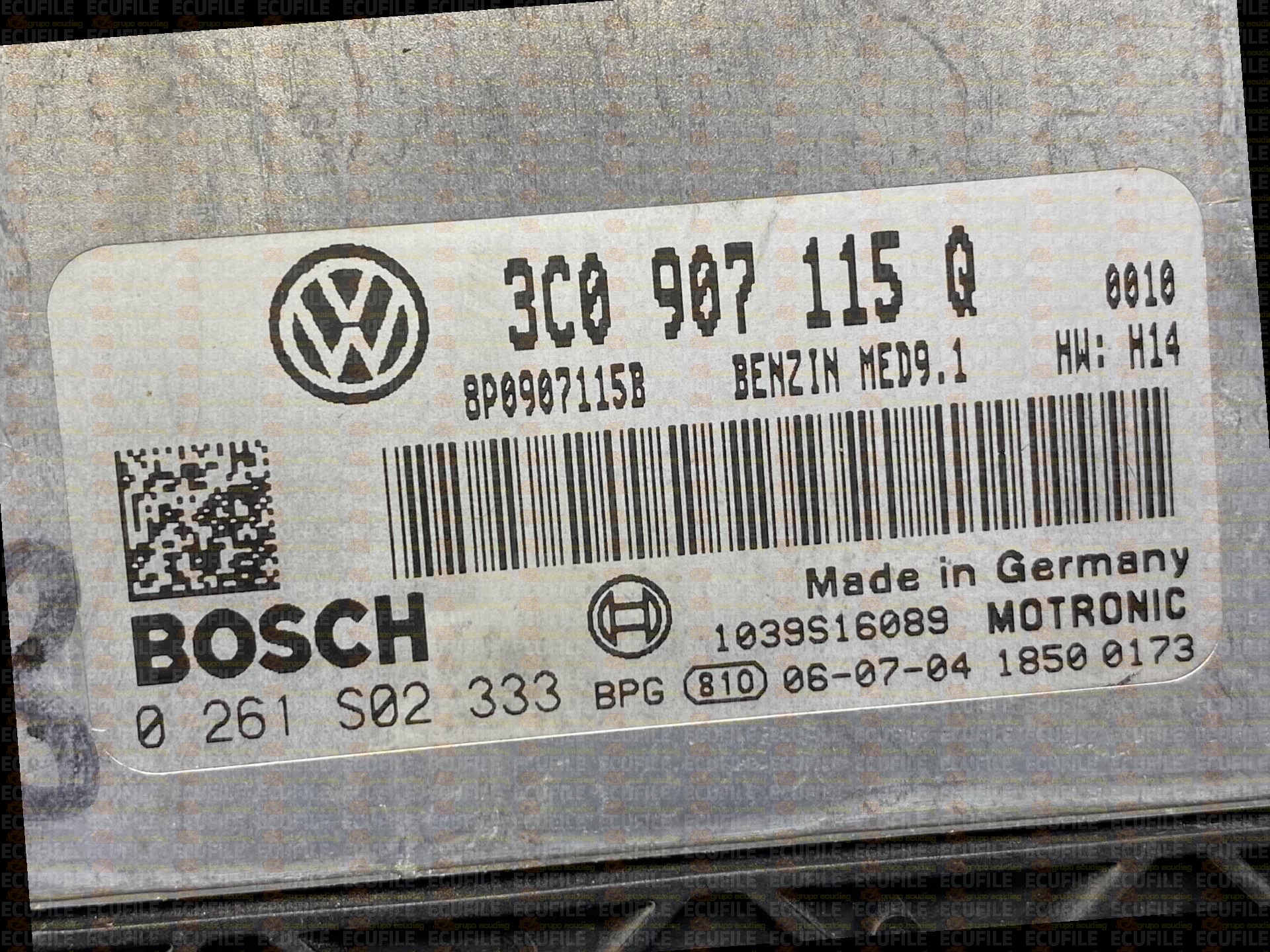 BOSCH MED9.1 0261S02333 VOLKSWAGEN PASSAT V 2.0 FSI 200HP 8P0907115B 3C0907115Q 0030 - 1037387486