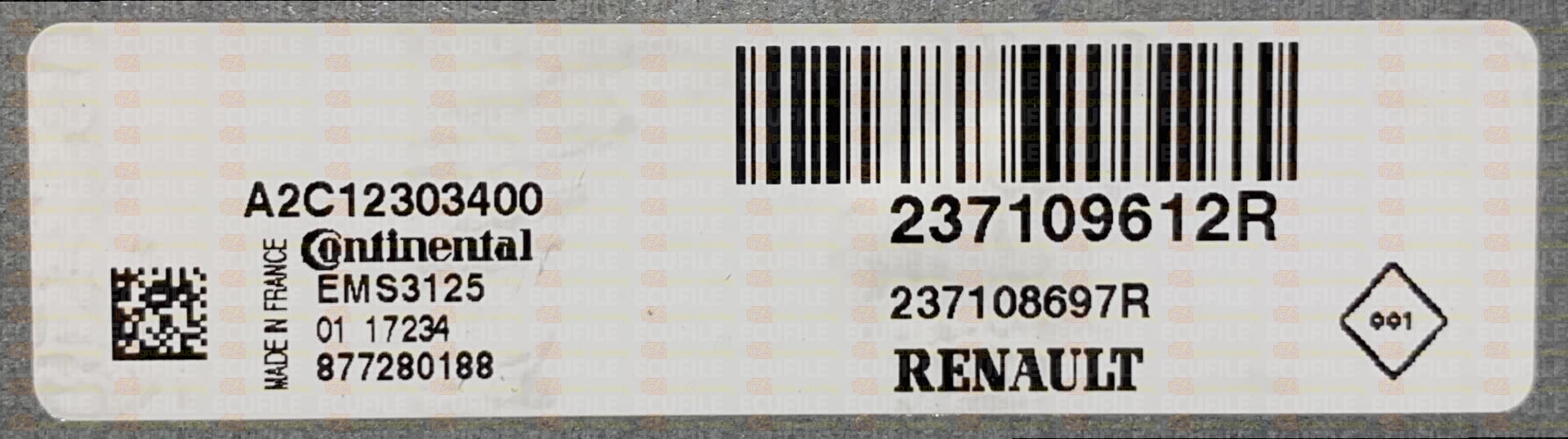 CONTINENTAL EMS3125 A2C12303402 RENAULT DACIA 237108697R 237102892S 