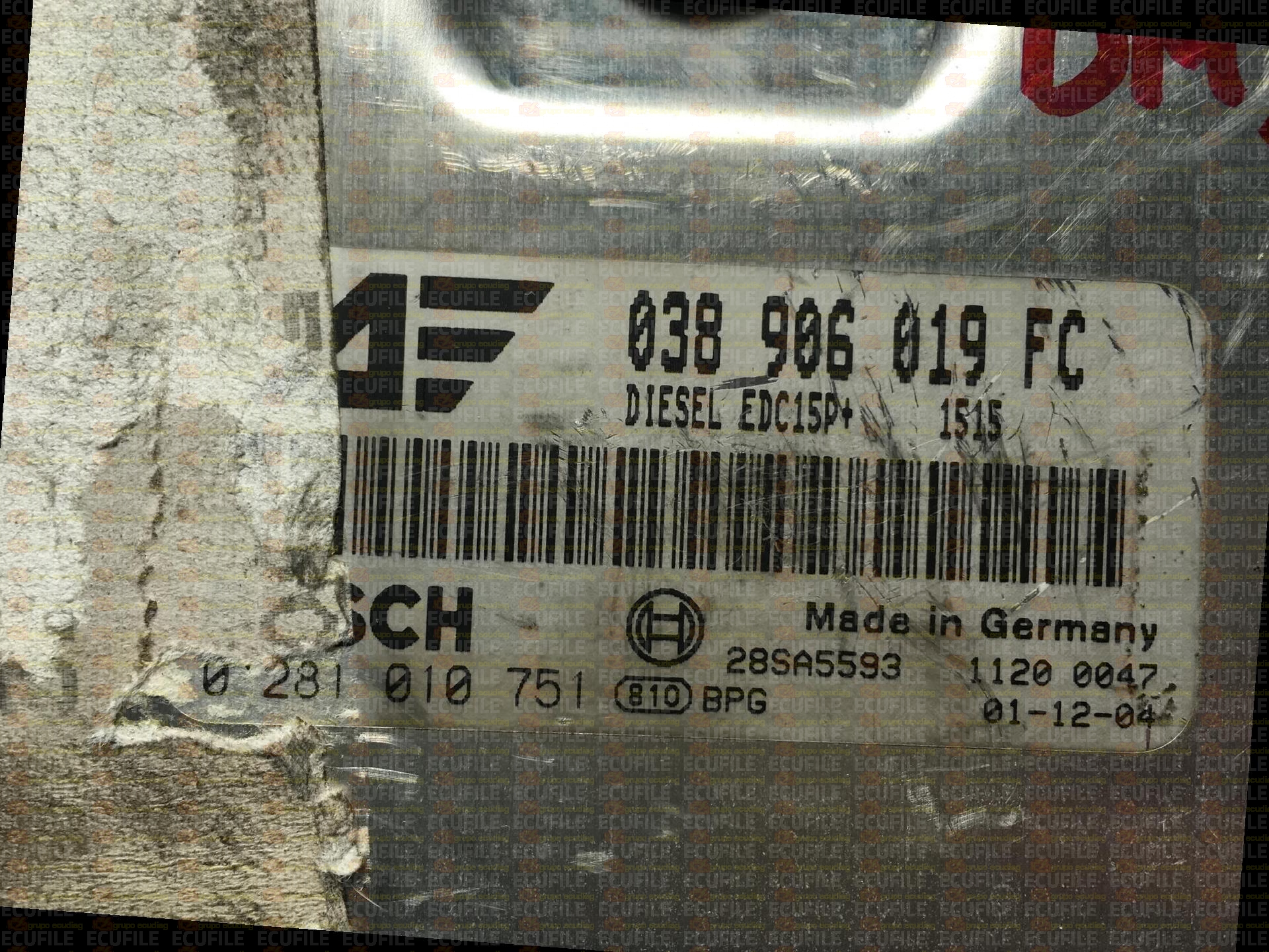 BOSCH EDC15P+22.3.2 0281010751 SEAT ALHAMBRA I 1.9 TDI 115HP 038906019FC 1037363162-1515