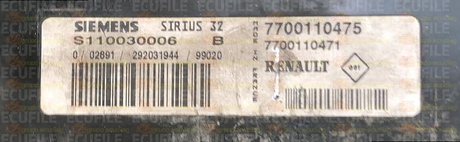 SIEMENS SIRIUS 32 S110030006B RENAULT MEGANE SCENIC I 1.6i 107HP 7700110471 7700110475 8000
