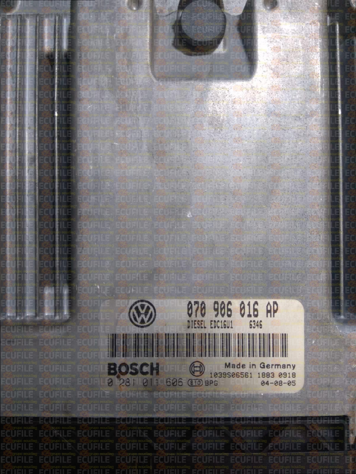 BOSCH EDC16U1-5.5 0281011606 VOLKSWAGEN TRANSPORTER V T5 2.5 TDI 174HP 070906016AP 7001 - 1037372364