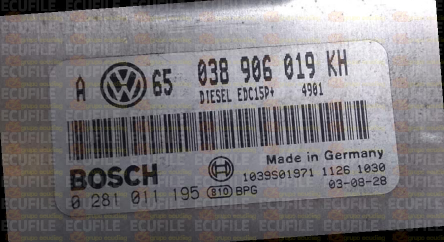 BOSCH EDC15P+22.3.2 0281011195 VOLKSWAGEN GOLF IV 1.9 TDI 100HP 038906019KH 4901 - 1037366292