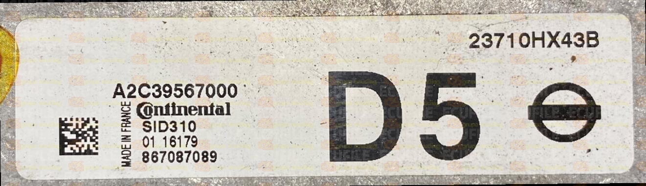 CONTINENTAL SID310 A2C39567000 NISSAN 23710HX43B D5 