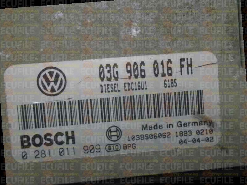 BOSCH EDC16U1-5.41 0281011909 SEAT ALTEA I TOLEDO III 2.0 TDI 140HP 03G906016FH 1037370891-6185