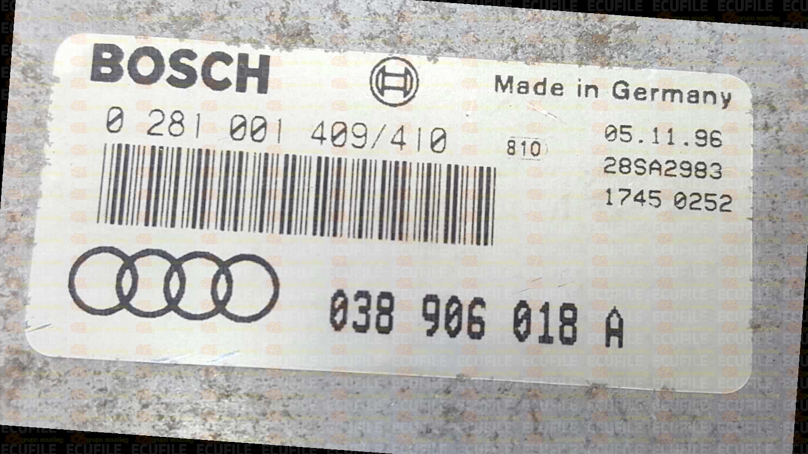 BOSCH EDC15V-5.1 0281001409-410 AUDI A3 I 1.9 TDI 90HP 038906018A