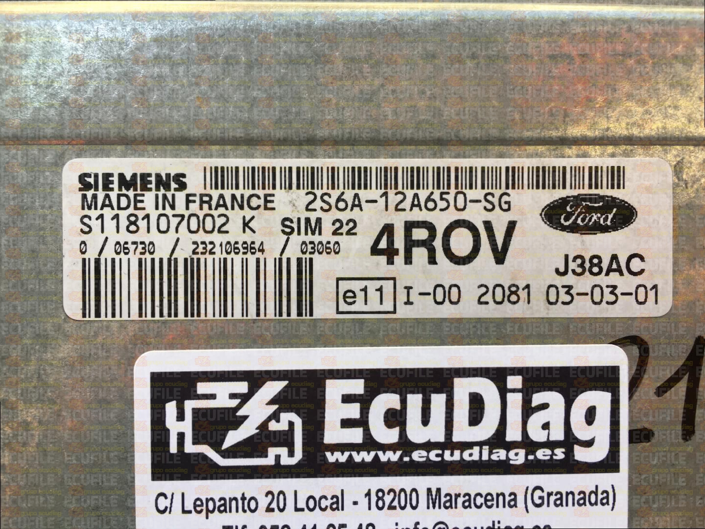 SIEMENS SIM22 S118107002K FORD FIESTA 1.4 2S6A-12A650-SG 4ROV F1491E2A00000
