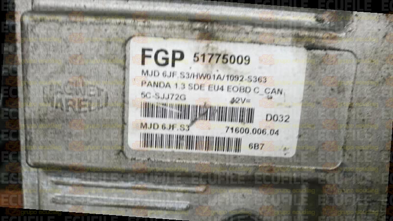 MAGNETI MARELLI MJD 6JF.S3 71600.006.04 FIAT PANDA 1.3 JTD 70HP 51775009 HW01A EEPROM 95320