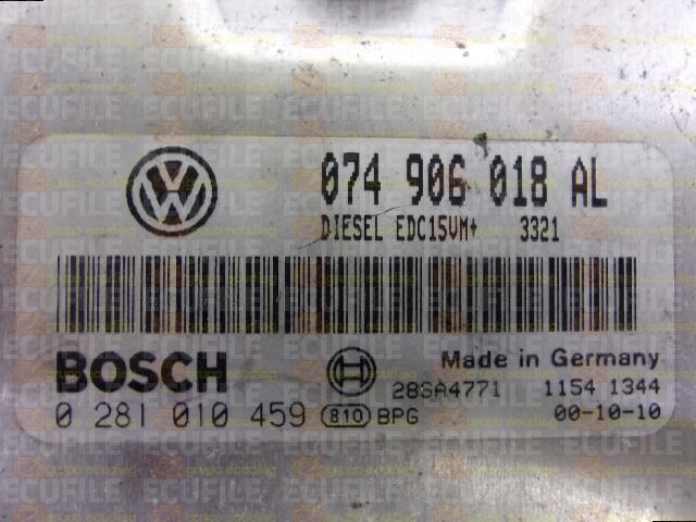 BOSCH EDC15VM+2.V1 0281010459 VOLKSWAGEN TRANSPORTER T4 2.5 TDI 102HP 074906018AL 1037360077