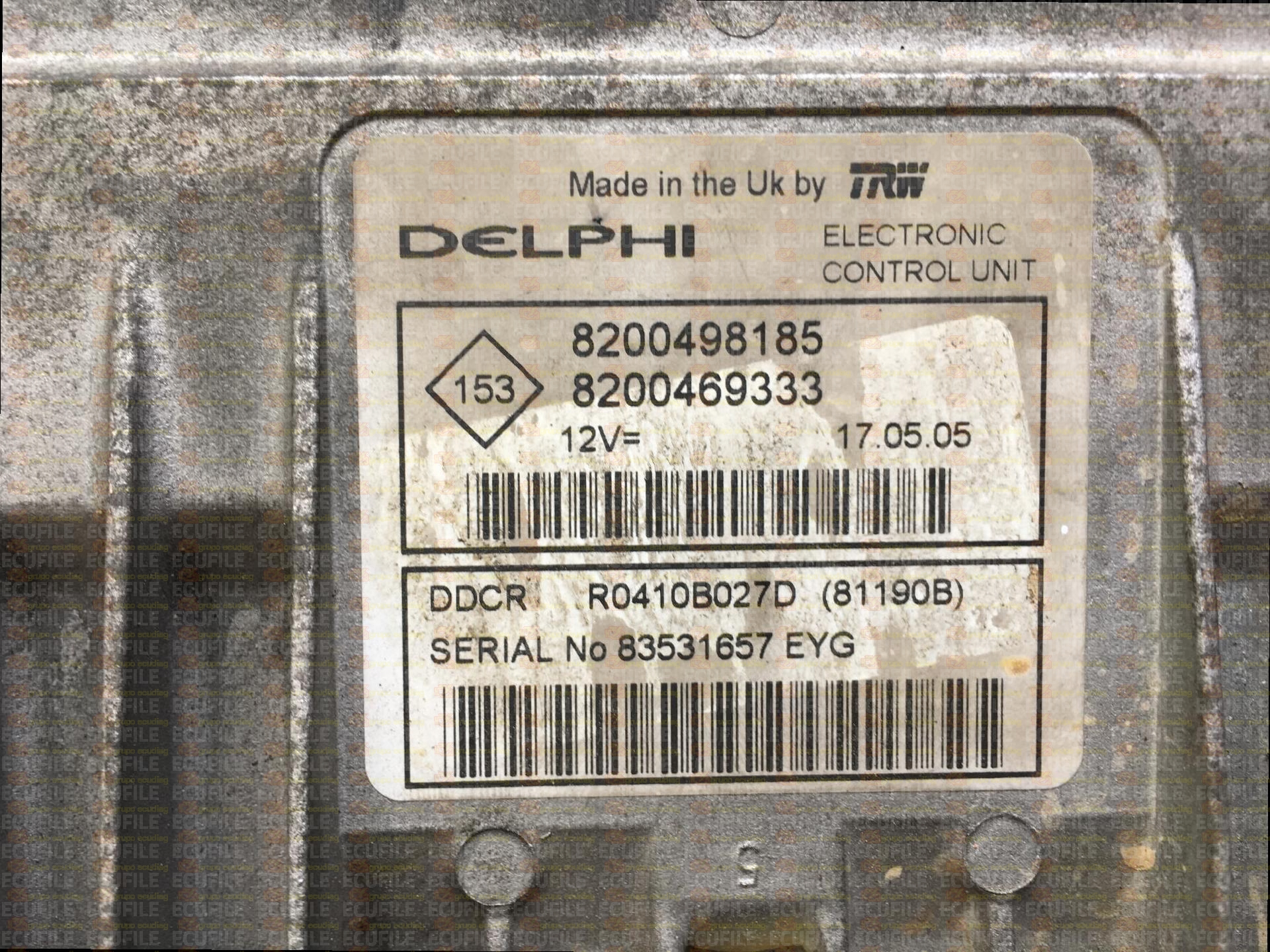 DELPHI TRW DDCR R0410B027D 81190B RENAULT KANGOO I 1.5 DCI 65HP 8200498185 8200469333 8200469383-0A87