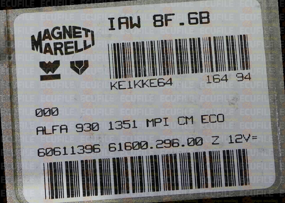 MAGNETI MARELLI IAW 8F.6B 61600.296.00 ALFA ROMEO 145 146 1.3i 60611396 EEPROM MC68HC11F1