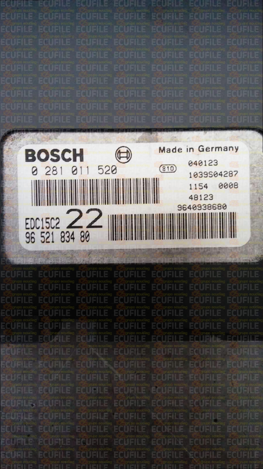 BOSCH EDC15C2-11.1 0281011520 PEUGEOT 406 2.0 HDI 110HP 9652183480 1037369507
