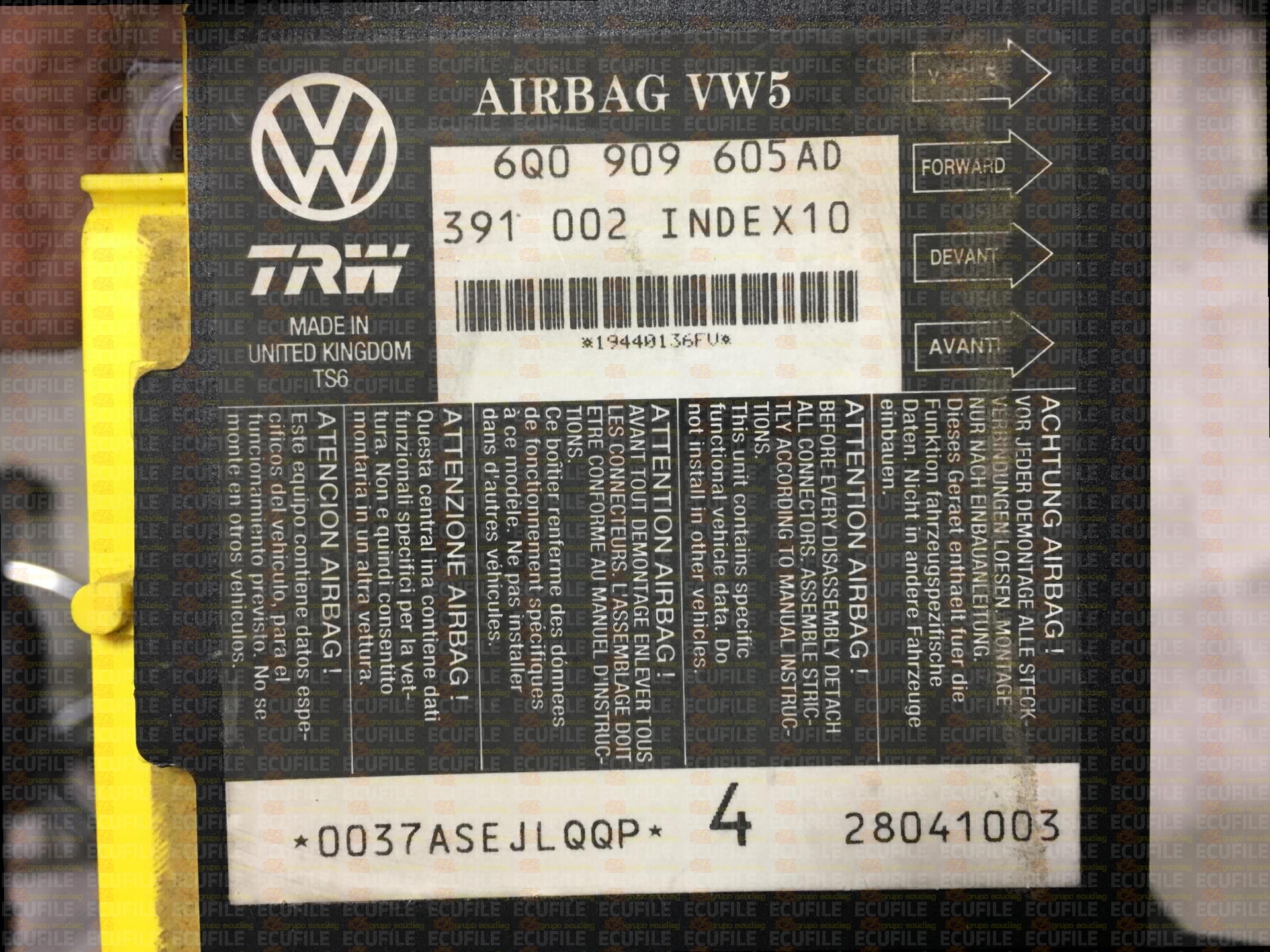 TRW 391002 SEAT IBIZA CORDOBA 6Q0909605AD VW5 INDEX 10 EEPROM 24C08