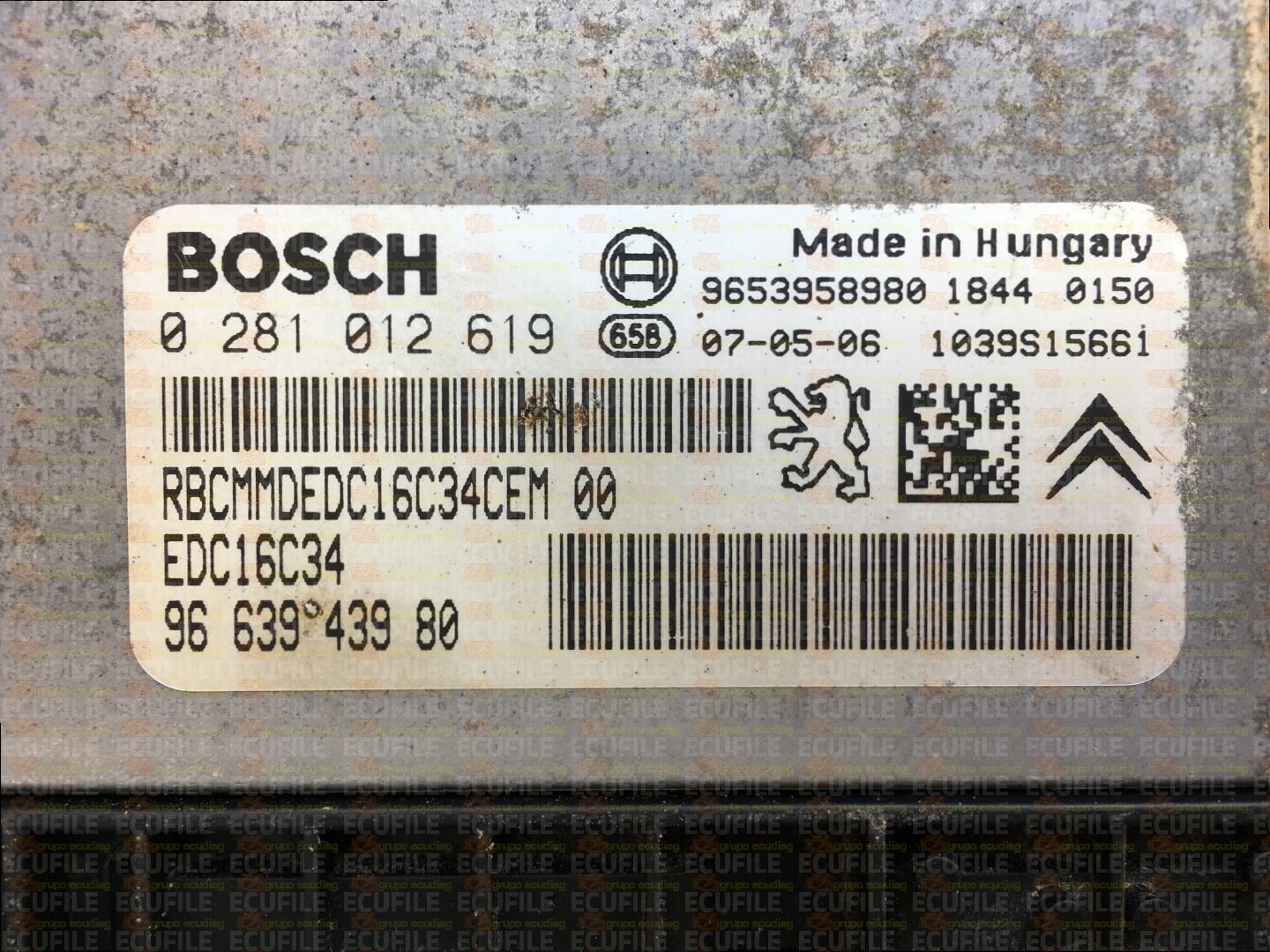 BOSCH EDC16C34-4.11 0281012619 CITROEN BERLINGO I PEUGEOT PARTNER 1.6 HDI 66KW 90HP L4 16V 9HX 9H02 DV6ATED4 9663943980 1037380736 -