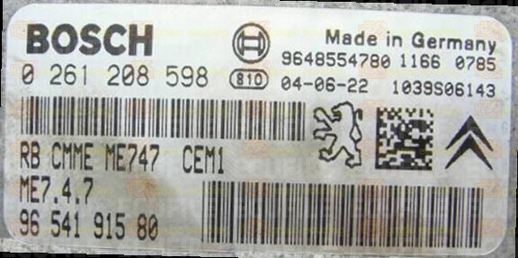 BOSCH ME7.4.7 0261208598 PSA 9654191580 EEPROM 95320