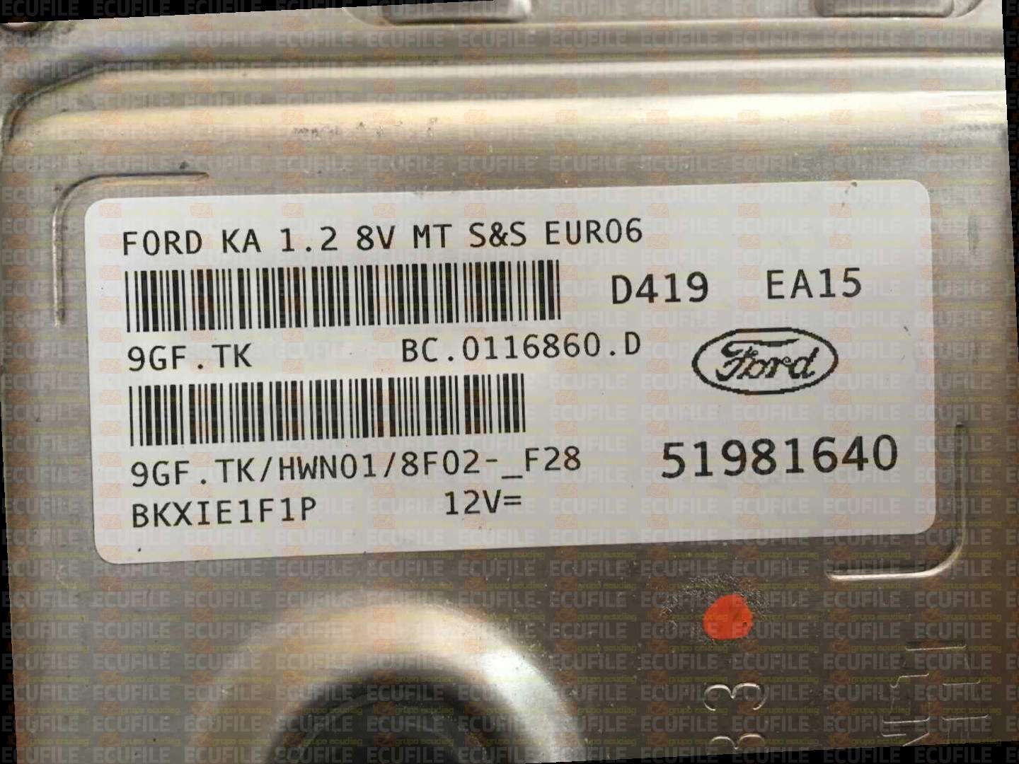 MAGNETI MARELLI 9GF.TK BC.0116860.D FORD KA 1.2i 8V 51981640 HWN01 EEPROM 95640