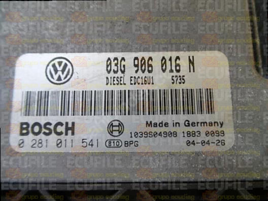 BOSCH EDC16U1-5.41 0281011541 VOLKSWAGEN CADDY 2.0 SDI 75HP 03G906016N 1037369948