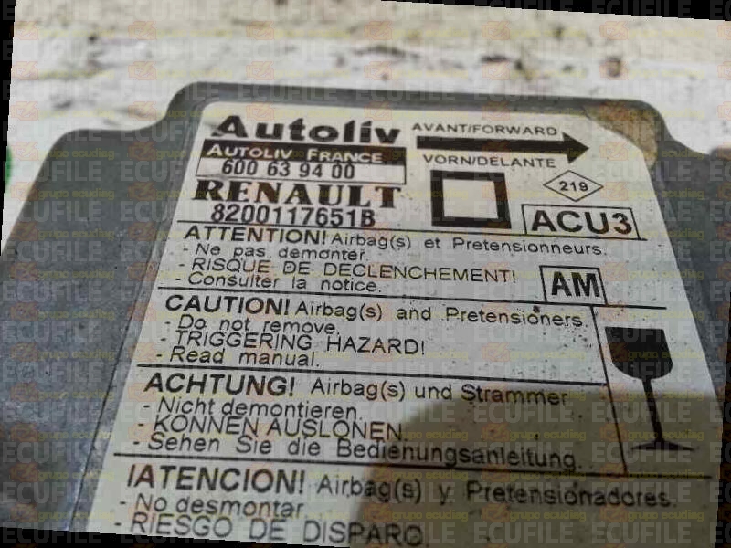 AUTOLIV ACU3 600639400 RENAULT MEGANE SCENIC I 8200117651B AM EEPROM 95080