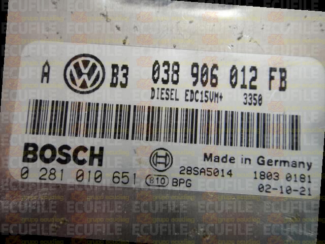 BOSCH EDC15VM+2.V1 0281010651 VOLKSWAGEN GOLF IV 1.9 TDI 110HP 038906012FB 1037360774
