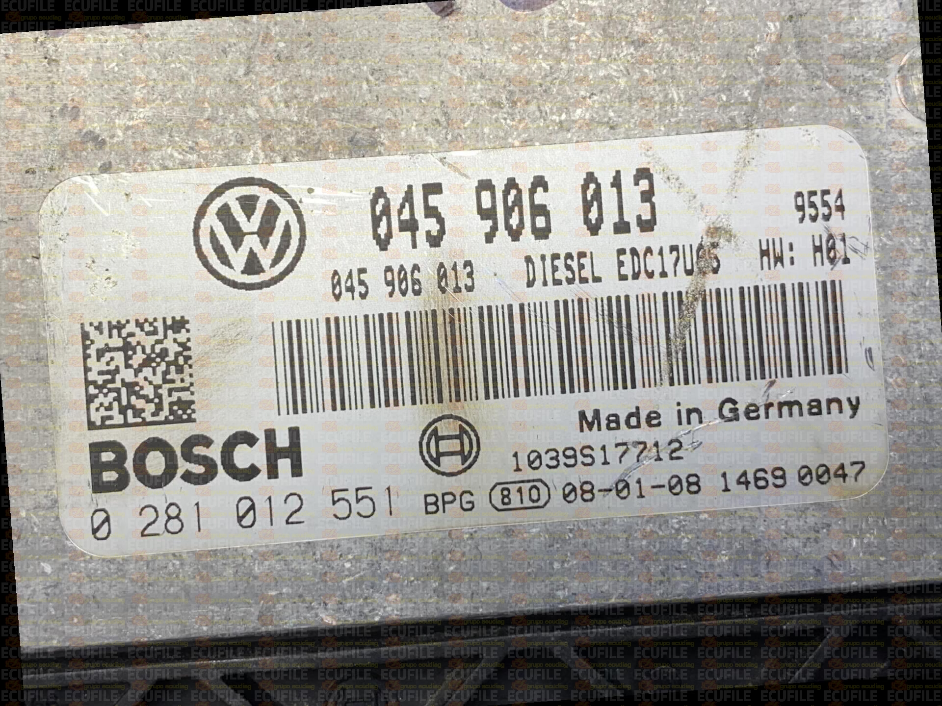 BOSCH EDC17U05-3.31 0281012551 VOLKSWAGEN POLO IV 1.4 TDI 80HP 045906013 1037382718-9554