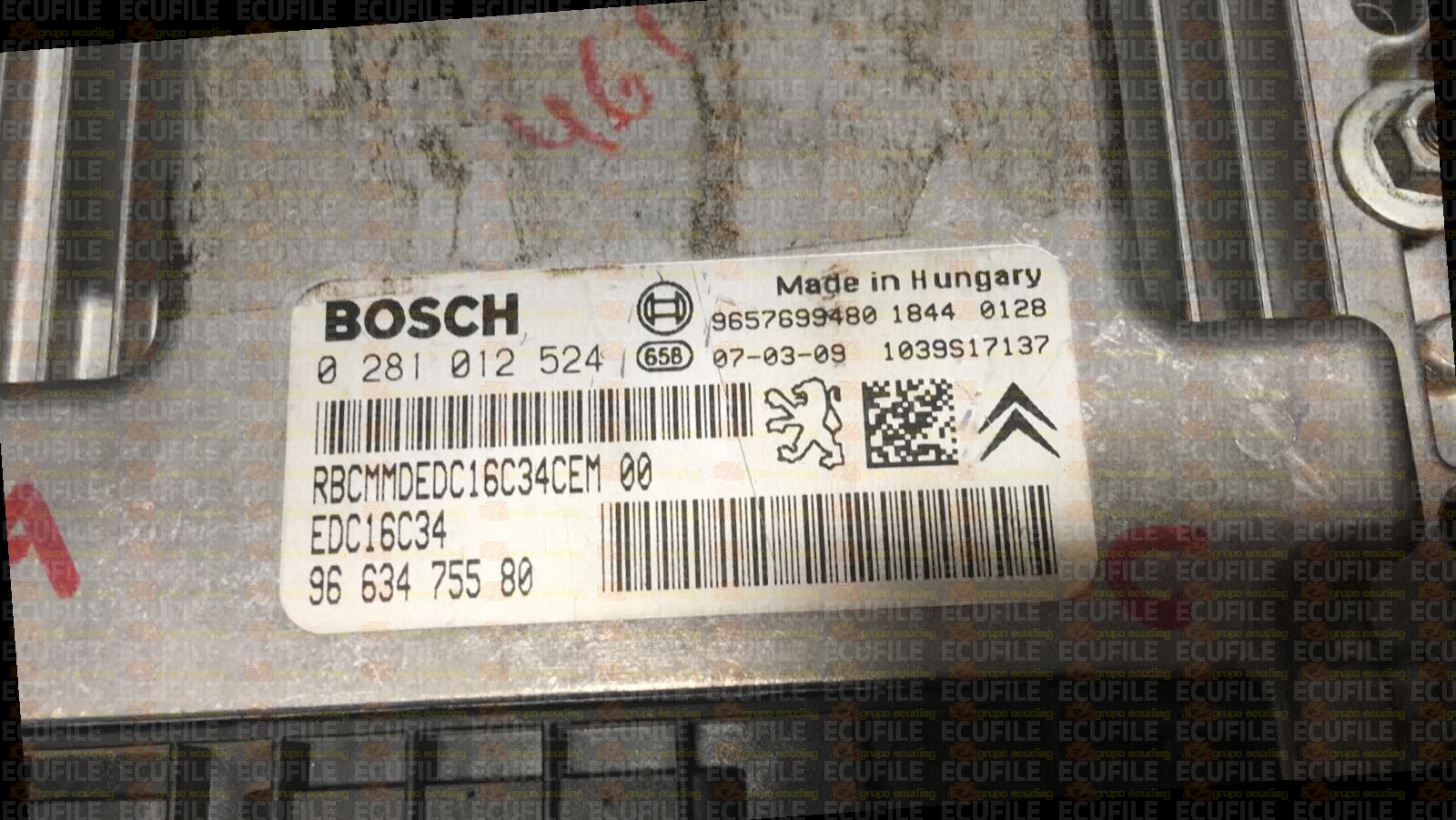 BOSCH EDC16C34-4.61 0281012524 CITROEN C3 PEUGEOT 206 207 1.4 HDI 68HP 9663475580 1037382275