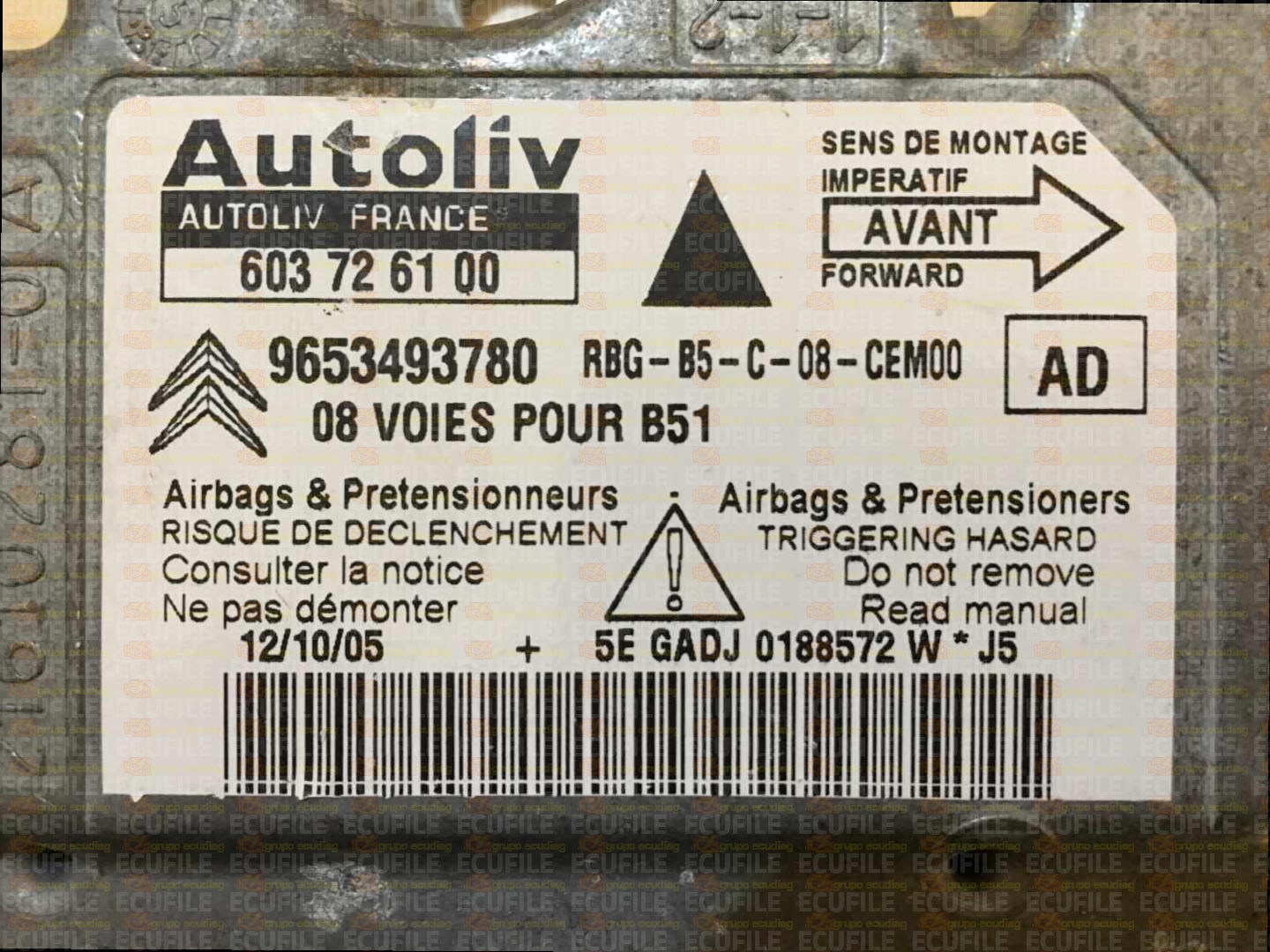 AUTOLIV 603726100 CITROEN C4 9653493780 AD